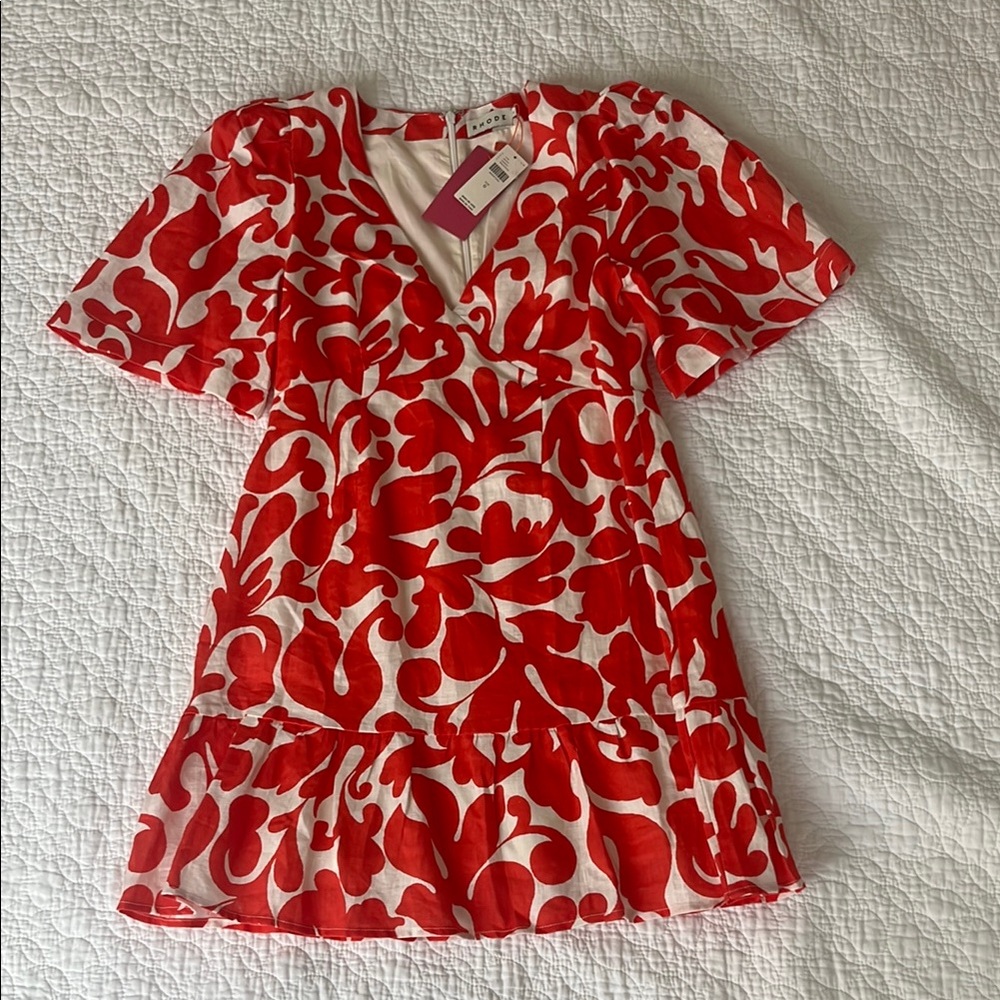 Red and White Floral Dress